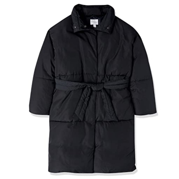 NEW| Women’s XL Daily Ritual Tie Waist Long Padded Belted Puffer Coat - Picture 2 of 5